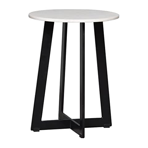 Kenroy Home 47031MRBL Stony End Table, White Marble and Black Cover