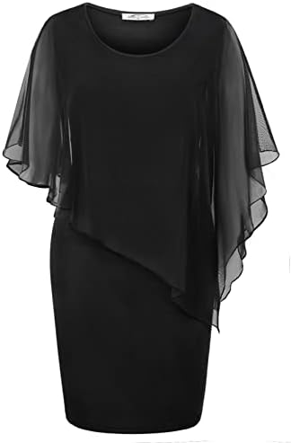 SeSe Code Women's Mesh Cape Overlay Bodycon Knee Length Pencil Dr...