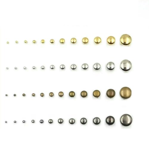 Lot de 100 rivets ronds en forme de dôme de 2,5 à 16 mm, clous pointus, têtes de clou, style punk rock, pour bricolage, maroquinerie, chaussures, vêtements, sacs, décoration, 9 mm, couleurs mél