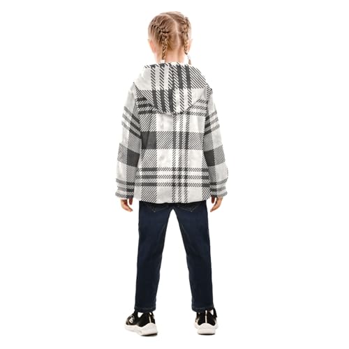 GuoChe Black White Plaid Boys Sherpa Jacket4