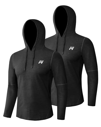 MEETWEE Herren Tank Top, Sportshirt mit Kapuze Ärmelloses/Langarm Muskelshirts Fitness Sleeveless Shirt Atmungsaktiv Laufshirt Achselshirts Hoodie für Gym Running Training 1