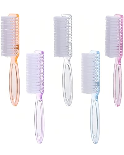 KGDUYC 5 Piezas de Cepillo de uñas, Cepillo de Mango de Cabeza Redonda, Limpieza de uñas, Cepillo de Limpieza, Cepillo de Lavado de Manos, Cepillo de Lavado，cepillos para uñas con mango transparente