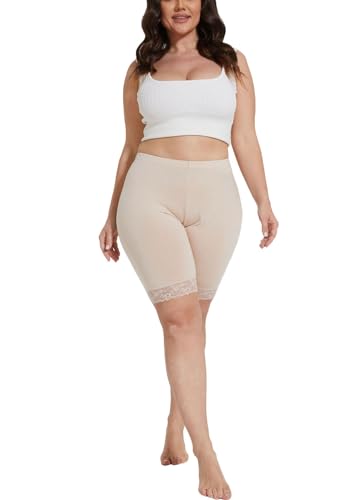 Image of Plus Size Slip Shorts for Women Soft Modal Short Leggings Lace Shorts Under Dresses Mid Thigh Leggings Pants