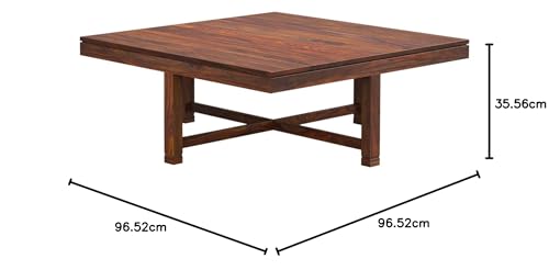 Image of Jangid Handicraft Solid Sheesham Wood Coffee Table with 4 Stool | Sofa Centre Table with Stool | Square Tea Center Table with 4 Stools for Living Room | Patio Teapoy with Four Puffy, Teak Finish