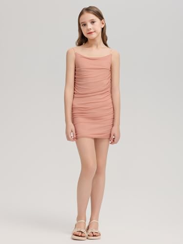 Girls Bodycon Dresses Ruched Tight Spaghetti Straps Formal Dresses Kids Party Homecoming Short Mini Pencil Dress2