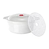 Vaporera Para Microondas,Cuenco De Cocción - con Tapa Anti-escaldadura y Asa Anti-deslizante para Cocer Patatas en Microondas - Preparación De Comidas Empanadillas Espárragos Brócoli Pasta