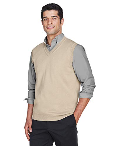 Devon & Jones Men's Full Fashioning Lighter Weight V Neck Vest, STONE, XXX-Large2