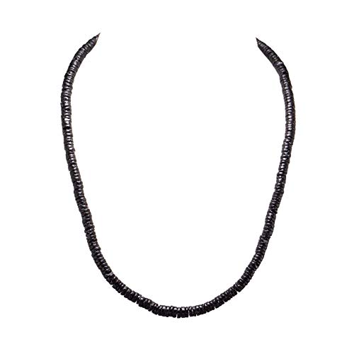 BlueRica 2 Piece Set ~ Black Smooth Puka Shell Beads Necklace & Anklet2