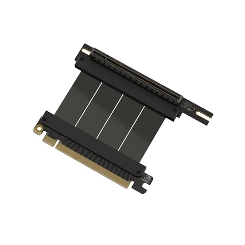 Image of LINKUP - AVA5 PCIE 5.0 Riser Cable (Open Box) | RTX5090 RX9070 GPU Ready | x16 128GB /s Speed | Compatible with PCIe 4.0 & WRX80 /WRX90E | Left Angle, Black 5cm (Total Length 9cm)
