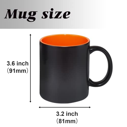 Mr.r 11Oz Set Of 6 Sublimation Blank Magic Ceramic Mug,Full Color Changing Mug With Inner Color Mug And Round Handle, Bright Matte (Orange) #TOP2