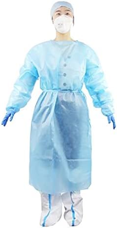 AAMI Level 1 Disposable Isolation Gowns Blue - PP + PE Material, Closed-back, Elastic Cuff, Latex- Free, Non-Woven, ONE Size FITS All (150)