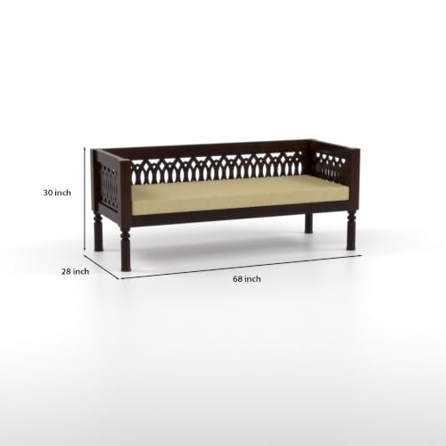 Image of NATRAJ ART & CRAFT Sheesham Wood 3 Seater Sofa Set for Living Room | Wooden CNC Sofa Set for Living Room Furniture (3 Seater, Walnut Finish)