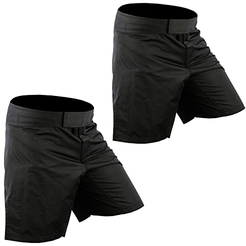 Roar 2,3 Pack MMA Grappling Kickboxing BJJ Shorts MMA Muay Thai Fight Shorts No Gi Workout Athletic Shorts (Black # 2 (Pack of 2), Medium)