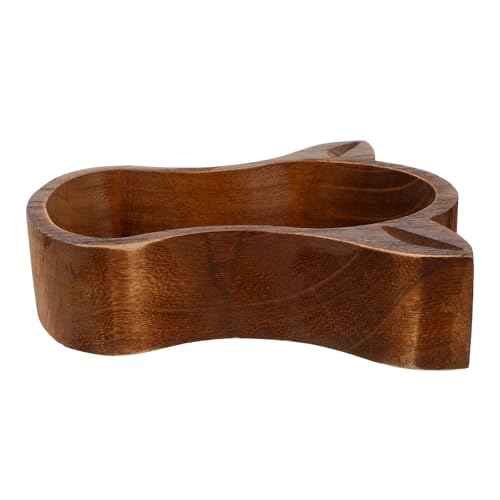 CRAFTHROU Bandeja de Madera con Cuenco Forma de Cabeza de Vaca para Servir Frutas Frutos Secos y Aperitivos Soporte Decorativo Rústico para Hogar Resistente y Fácil de Transportar