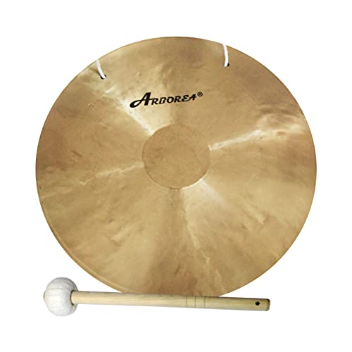 Arborea Gong Wind Gong Authentic Large Chinese Gong 22 Inch Includes Padded Gong Mallet & Hanging String for Sound Healing Home (22