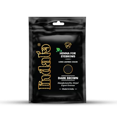 Indalo Eyebrow Henna|Brow Color Powder Smudge Proof & Water Resistant Vegan Cruelty Free Gentle Formula 20 Applications 10G Pouch Dark Brown
