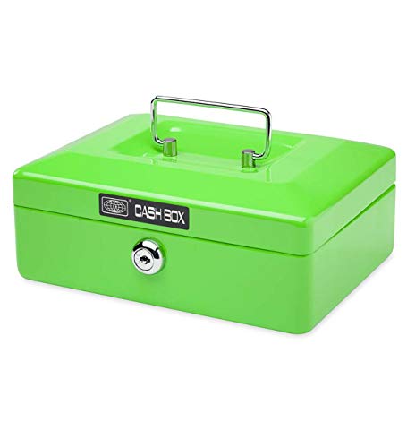 HearthSong My First Business Kids' Metal Cash Lockbox with Plastic Inner Tray, Includes Lock and 2 Keys, Approx. 8"L x 6"W x 3"H, Green - Thumbnail 2