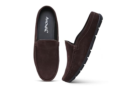 Image of ARAMISH Suede Half Loafers for Men | Men's Open Loafer Shoes