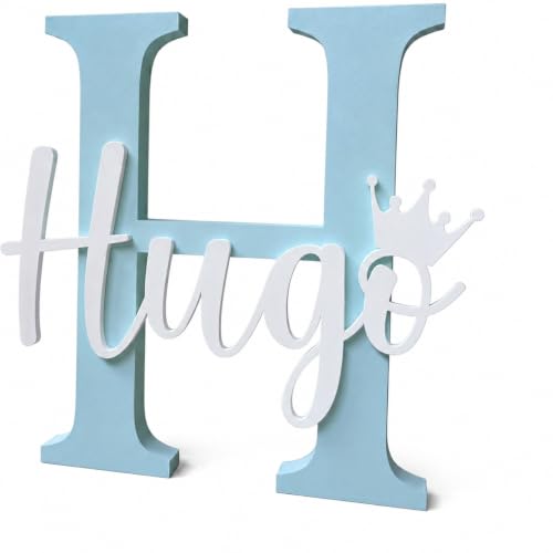 Tres Aristas Letra Decorativa Personalizada con Mariposa, Dinosaurio o Balon. Regalo para Niños y Bebés. Decoración Habitación Infantil, Comuniones, Candy Bar y Mesas Dulces. Color y Medida a Elegir