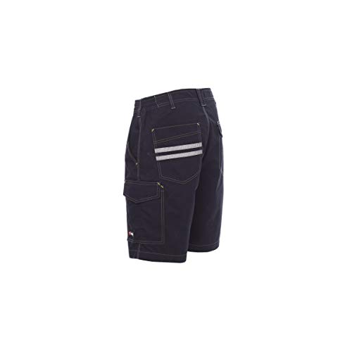 PAYPER Caracas Bermuda da Uomo 100% Cotone Chiusura Zip Tasca Porta Metro Posteriore Bande Reflex Blu Navy (4XL)