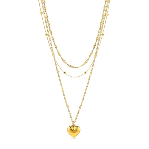 Elegance 11 designs Gold Heart Pendant Necklaces for Women,Dainty Layered Choker Waterproof Necklaces Stack Set for Women Trendy Gold Cute Necklaces Jewelry Gift 6