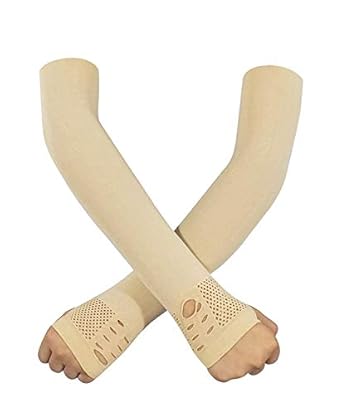 Raaya Set Of 2 Pairs Cotton Arm Sleeves For Sports Bikers Sun Protection Hand Cover With Thumb Hole For Girls Boys For Summer Season