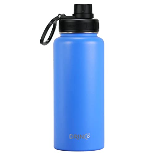 Image of Drinco Stainless Steel Water Bottle Spout Lid Vacuum Insulated Double Wall Water Bottle Wide Mouth Leak Proof Keep Cold Sport Camping Hiking (32oz Royal Blue)