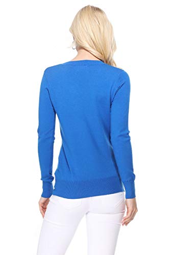 YEMAK Women's Knit Sweater Pullover – Long Sleeve V-Neck Basic Classic Casual Knitted Soft Lightweight T-Shirt Top3