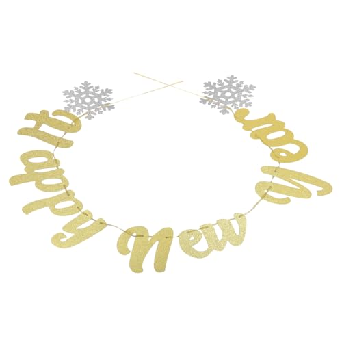 INOOMP Set de banderín colgante y topper para tartas de Año Nuevo 2024, decoración festiva de papel para fiesta y ambiente de celebración