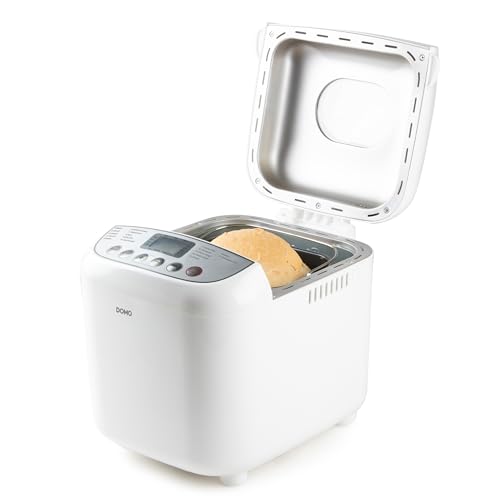 DOMO B3976 Brotbackautomat 500-750-1000gr - 17 Programme - inkl. glutenfreiem Programm mit Timer u. LCD-Display mit Warmhaltefunktion, Weiß/Silber – Bild 4