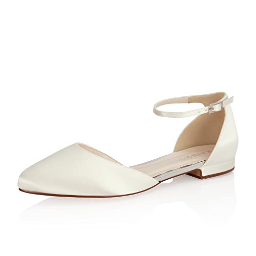 Rainbow Club Brautschuhe Khloe - Damen, Pumps, Ivory Satin - Gr. 39 (UK 6)