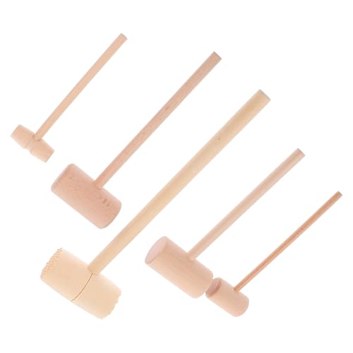 COLLBATH 5 piezas Martillos de Madera para Diseño Ergonómico Resistente Multiusos para Carne y Mariscos Herramienta Duradera para Cocina Doméstica