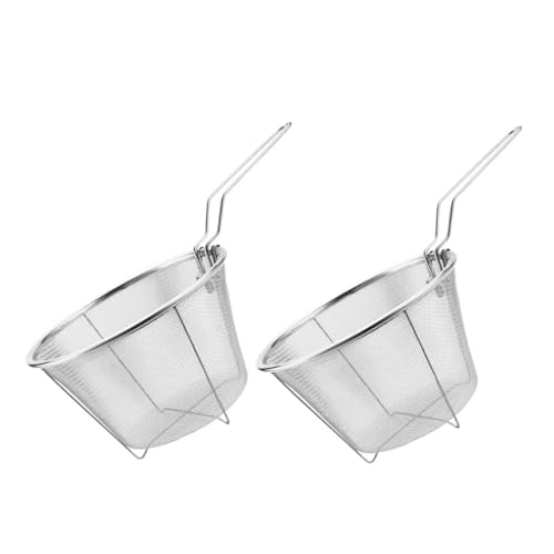 Zerodeko 2個 ステンレス製耐熱揚げ物バスケット 食品グレード高耐熱鋼使用 錆びにくく変形しにくい多用途キッチン用品 家 飲食店 ホテル対