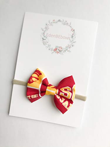 USC University of Southern California Trojan Trojans newborn headband bow - great for newborns baby girl or toddler shower gift - Made in USA