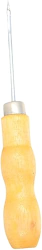 Auniwaig Punzón de cuero para coser con mango de madera, perforador, costura, costura, rasguño, mango largo, herramienta sólida para artesanía de