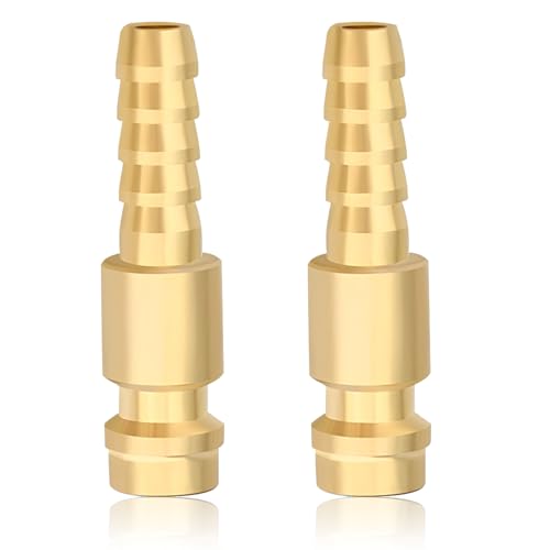 2 Stück Druckluftkupplung 6mm, Messing Druckluft Stecknippel, 6mm Druckluft Schnellkupplung DRUCKLUFT Zubehör, DN6 Messing Kupplungsstecker Schlauchanschluss Kupplungsdose Schlauchstecker