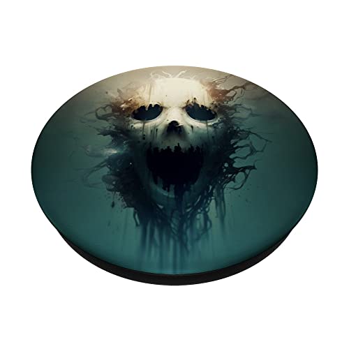 Creepy Ghost Face for Halloween PopSockets Swappable PopGrip, Black - Image 2