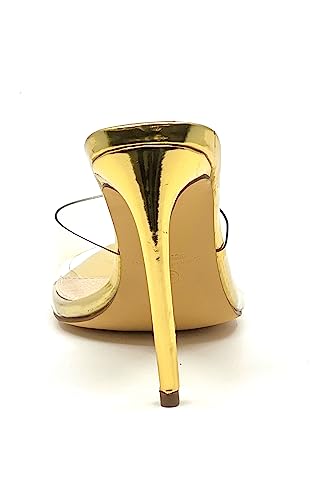 Liliana Women Clear Pointed Toe Sandals Stiletto Heels Slip on Mules Sandals4