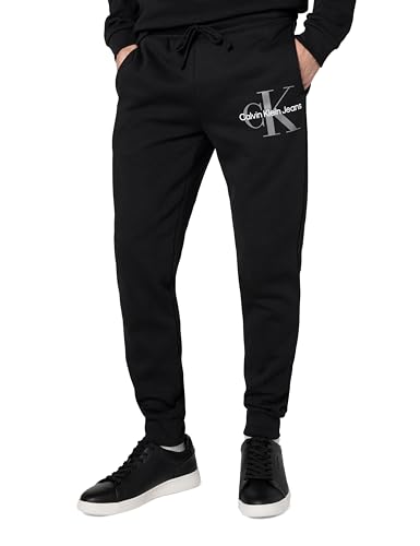 Calvin Klein Men's Monogram Logo Jogger Sweatpants Track Pants, Black, Large