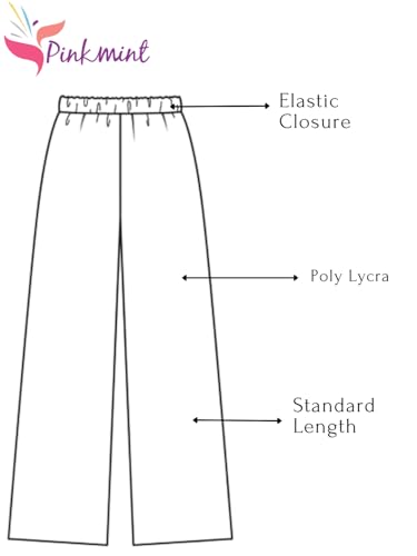 Image of Pinkmint Women High Waist Ribbed Wide Leg Trousers | Stretchable Palazzo Pants | Gym Yoga Workout Sports Activewear | Casual Lounge Travel Office Elastic Waist Flared Pants