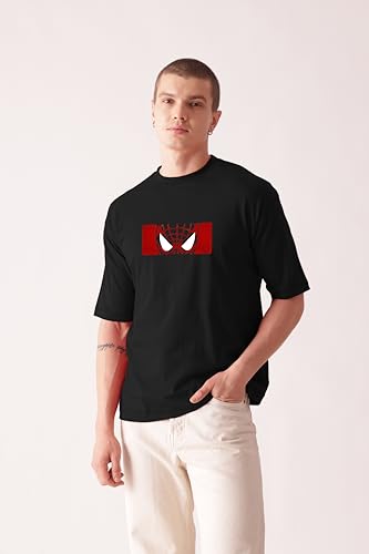 Image of Unisex 100% Cotton Superhero Graphic Printed Drop Shoulder Oversized Fit T-Shirt for Men and Women