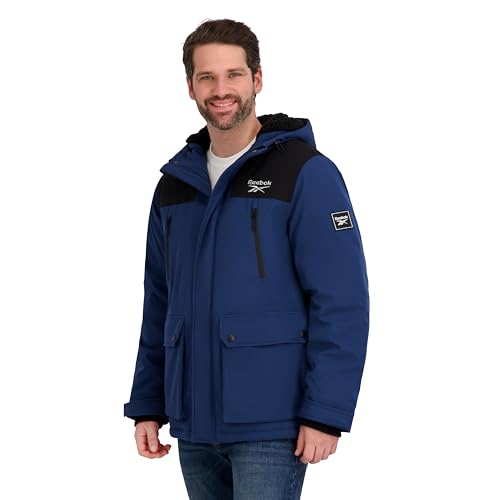 Reebok Mens Insulated Softshell Winter Jacket, Dark Denim, M