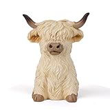 YeehaWhoo Highland Cow Decor for Home, White Highland Cows Figurines for Bathroom Farmhouse Coffee Table Bookshelf Kitchen, Gifts for Cow Collectors Kids Women, 4Inch (White)
