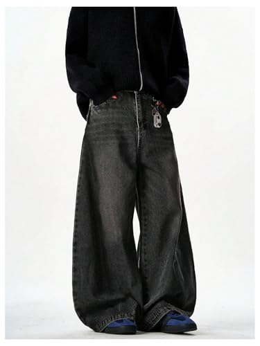 Verdusa Men's Vintage Baggy Jeans Streetwear Grunge Wide Leg Denim Pants with Pockets3