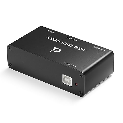 Image of DigitalLife Standalone MIDI-USB Host Bridge Box - 1-In /1-Out 5-Pin MIDI Interface, LED Indicator, Metal Housing (Black) | Connects Class-Compliant USB MIDI Keyboards, Controllers, Synthesizers to 5-PIN DIN MIDI Gear Without Computer