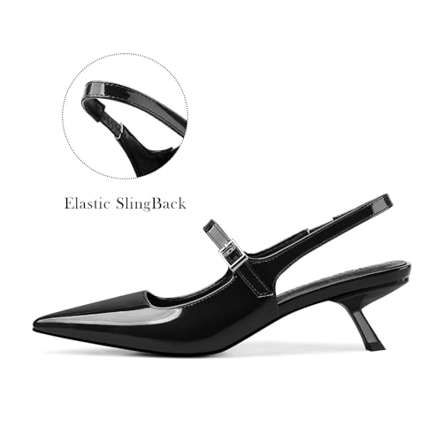 Womens Kitten Heels Closed Toe Pointed Toe Elastic Slingback Heels Women Pumps Wedding Dress Shoes2