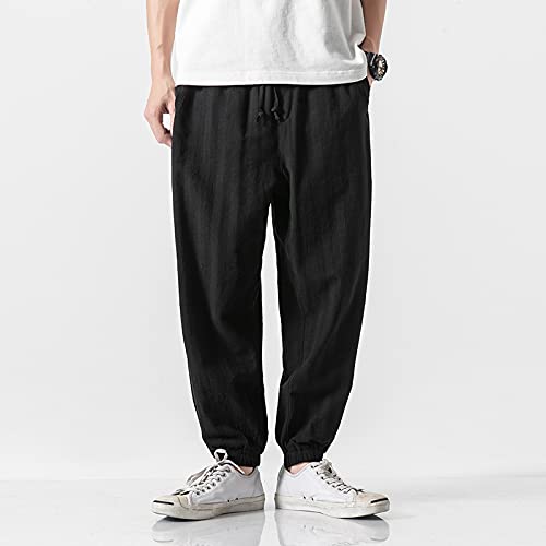 Men Cotton Linen Harem Pants Jogger Thin Wide Leg Casual Summer Trousers4