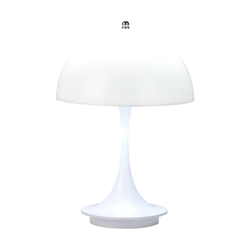 VONCYKI Mushroom Small Table Lamp Portable Charging Dimmable Flower Bud Lamp Bedroom Bedside Lamp Table Lamp(White)