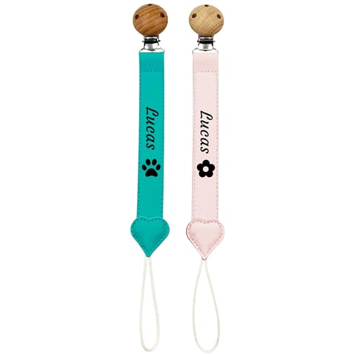 Image of Personalized Pacifier Clips with Name Custom Silicone Beaded Chain Pacifier Holder Stroller Gifts for Baby Boys Girls