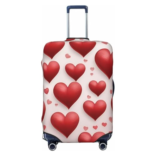 Red Hearts Print Fashionable Suitcase Cover Personalized Luggage Protector for Travel and Business